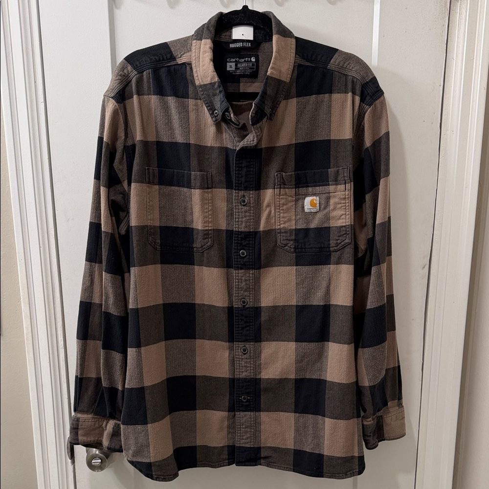 Carhartt Tan & Black Buffalo Plaid Button-Down Shirt
